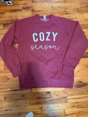 Pink Crewneck Graphic Sweater with Handmade Vinyl Graphics Size Large